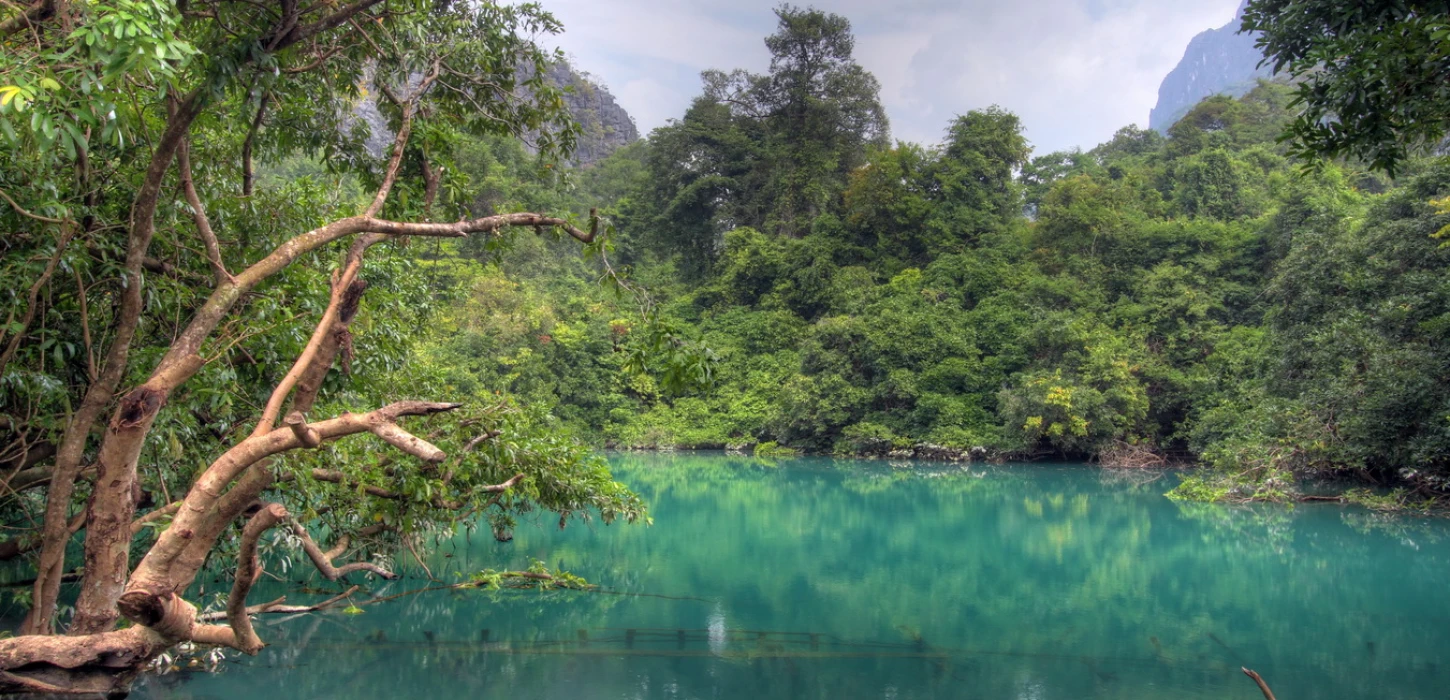 A stunning khoun kong leng lake in Khammouane