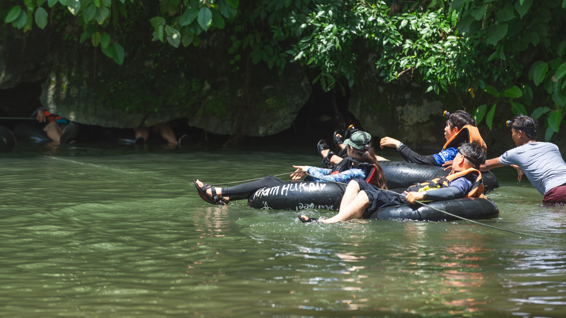 Exploring Tham Nam Cave