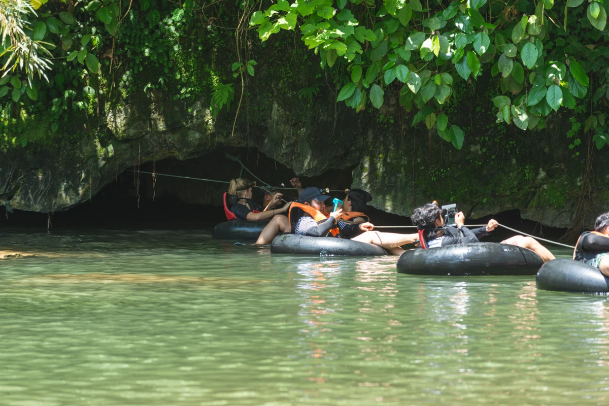 Exploring Tham Nam Cave