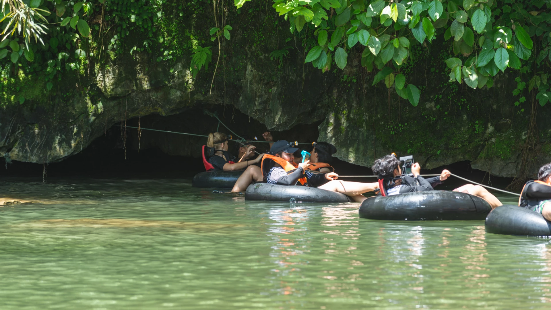 Exploring Tham Nam Cave