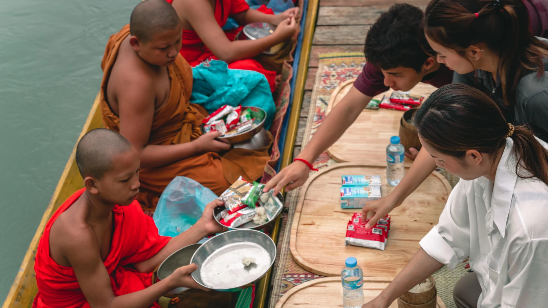 Alms Giving Ceremony in Meuang Feuang (Tak Bat)