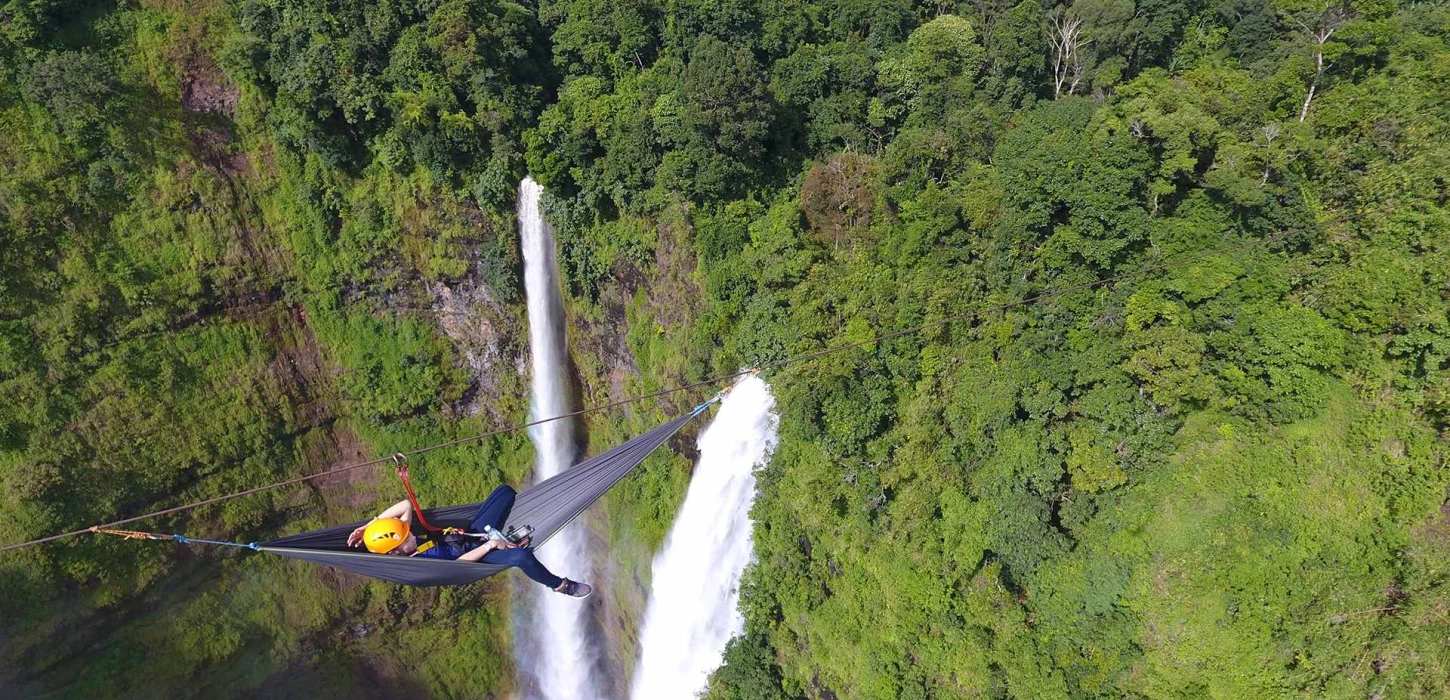 Lay Back On A Hammock In The Middle Of A Zipline at Tad Fane