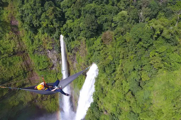 Lay Back On A Hammock In The Middle Of A Zipline at Tad Fane