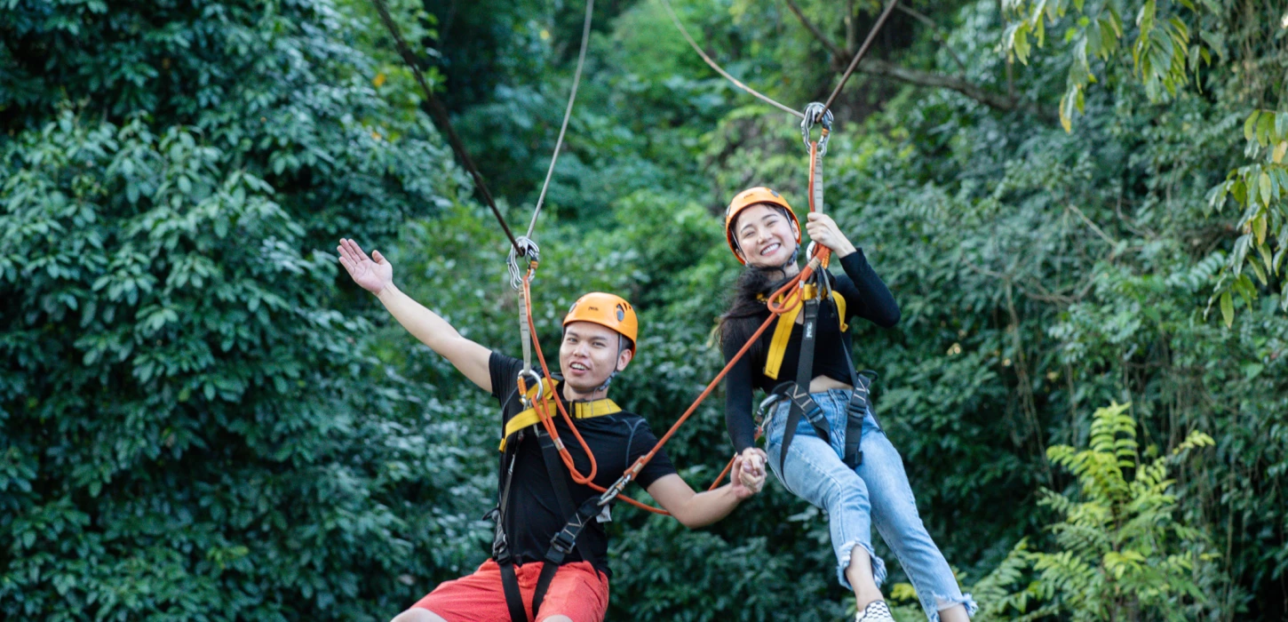 Combo program Zip line and Riding Elephant in the Camp