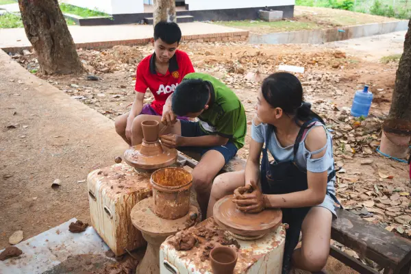 Working with Clay to create beautiful vessels.